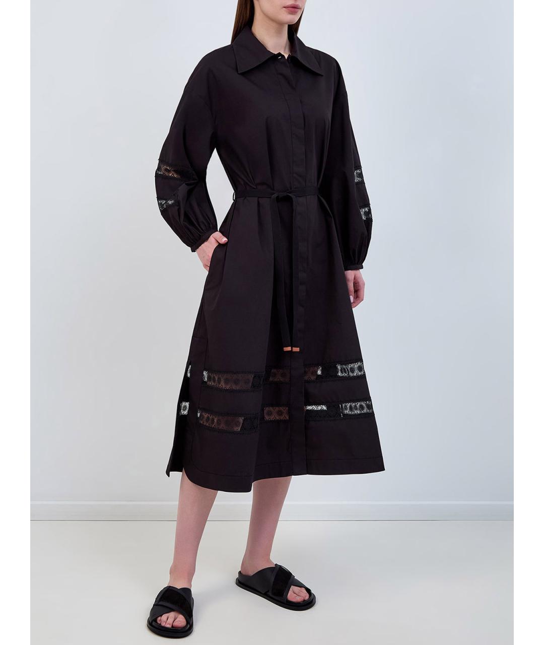 LORENA ANTONIAZZI Черное хлопковое повседневное платье, фото 3