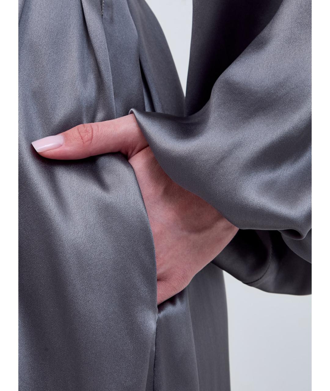 ELEVENTY Серое шелковое повседневное платье, фото 5