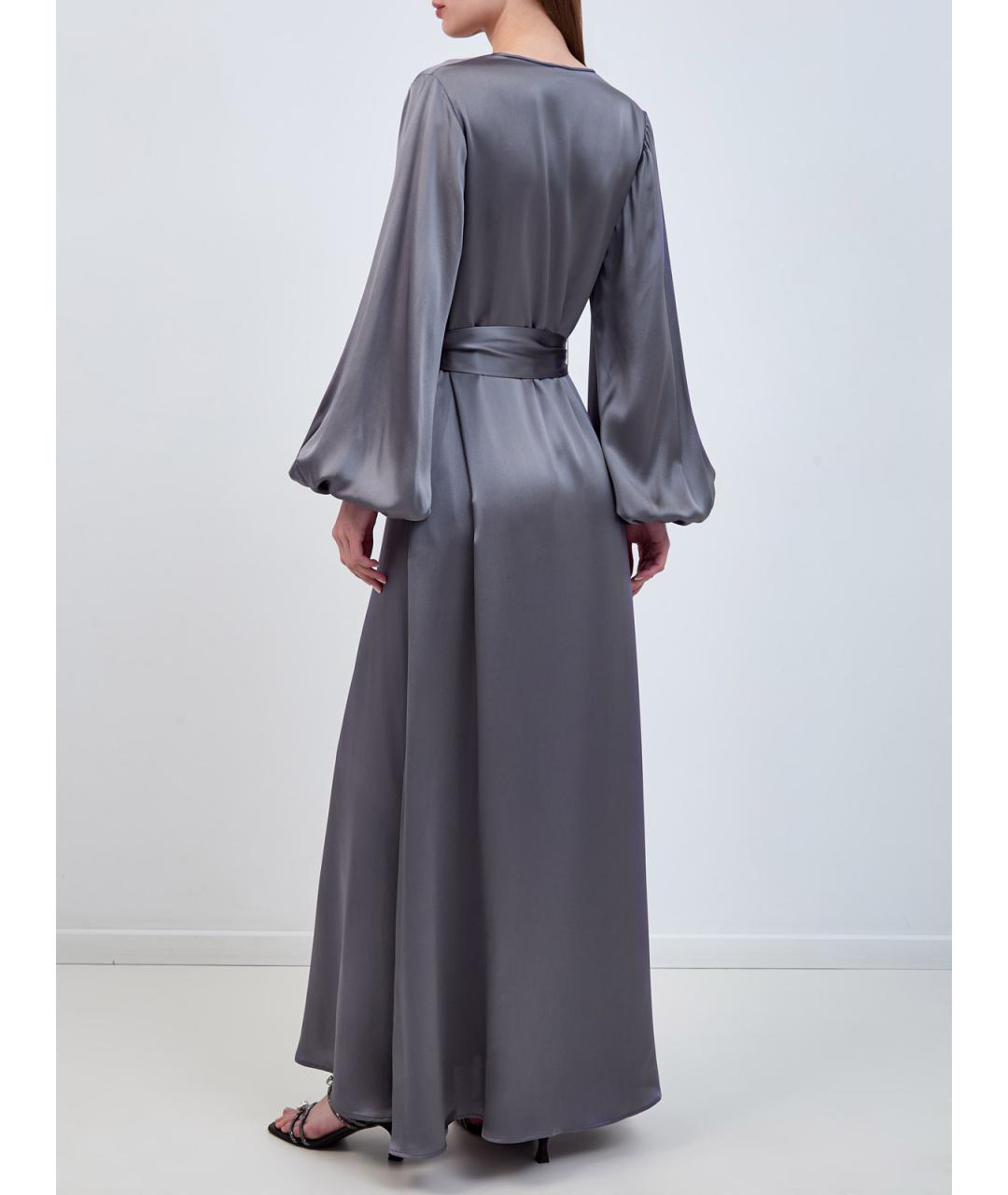 ELEVENTY Серое шелковое повседневное платье, фото 4