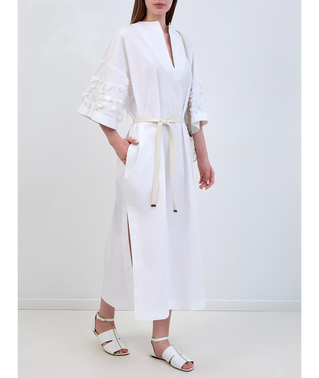 LORENA ANTONIAZZI Белое хлопковое повседневное платье, фото 2