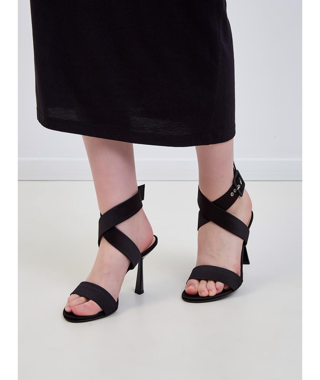 AGL Черные текстильные босоножки, фото 2