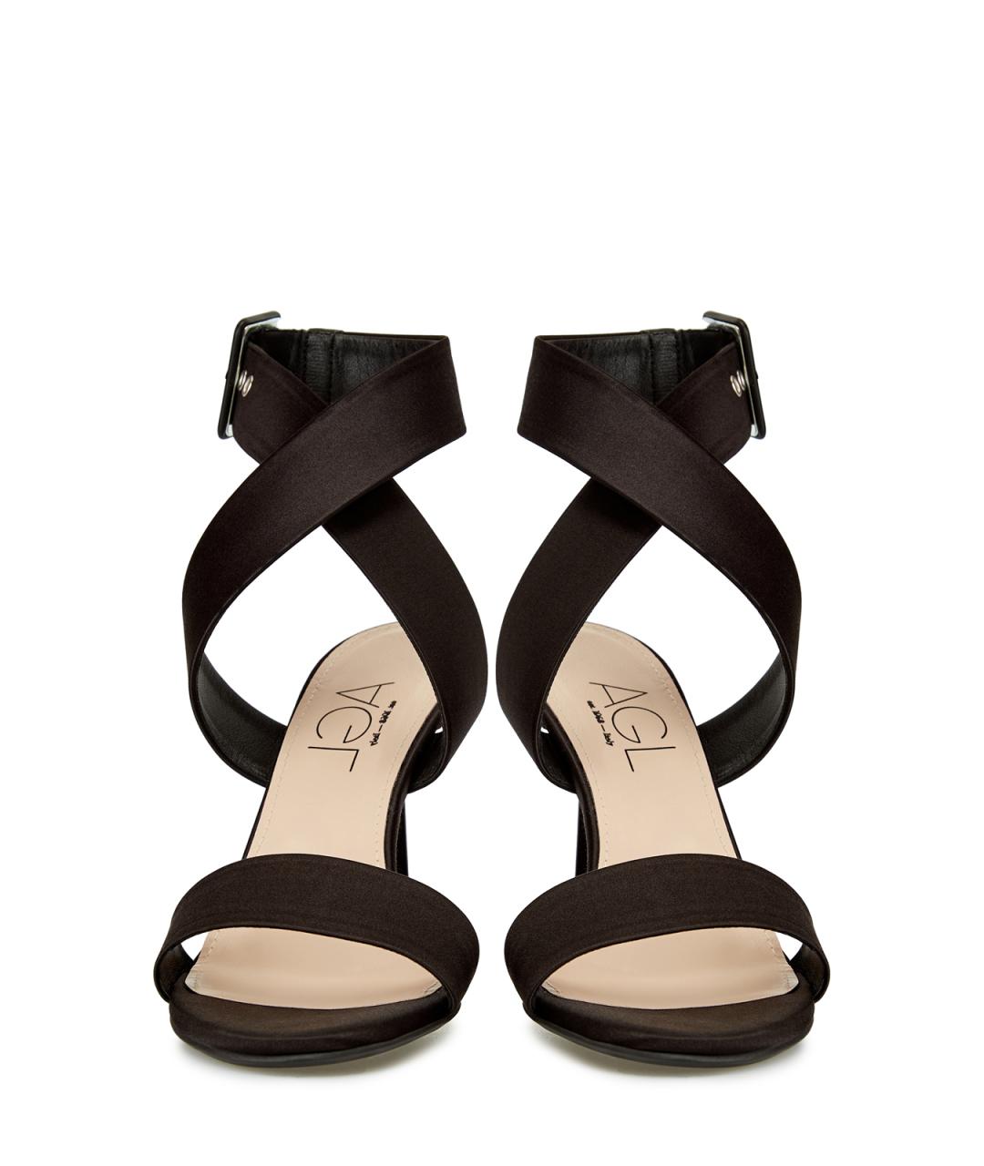 AGL Черные текстильные босоножки, фото 5