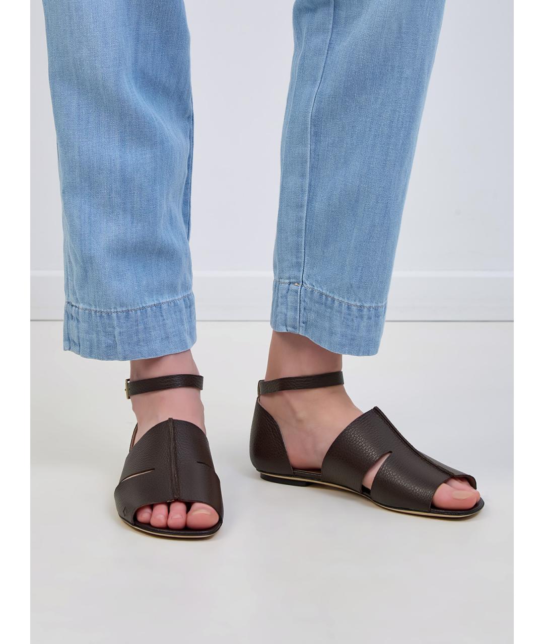 LORENA ANTONIAZZI Коричневые кожаные сандалии, фото 2