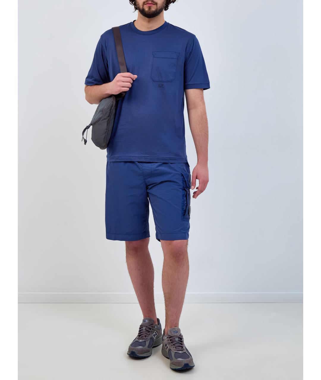CP COMPANY Синяя хлопковая футболка, фото 2