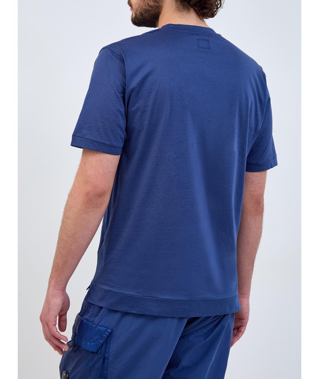 CP COMPANY Синяя хлопковая футболка, фото 4