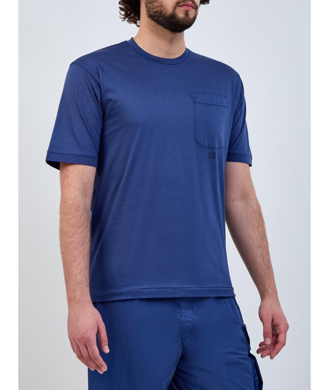 CP COMPANY Синяя хлопковая футболка, фото 3
