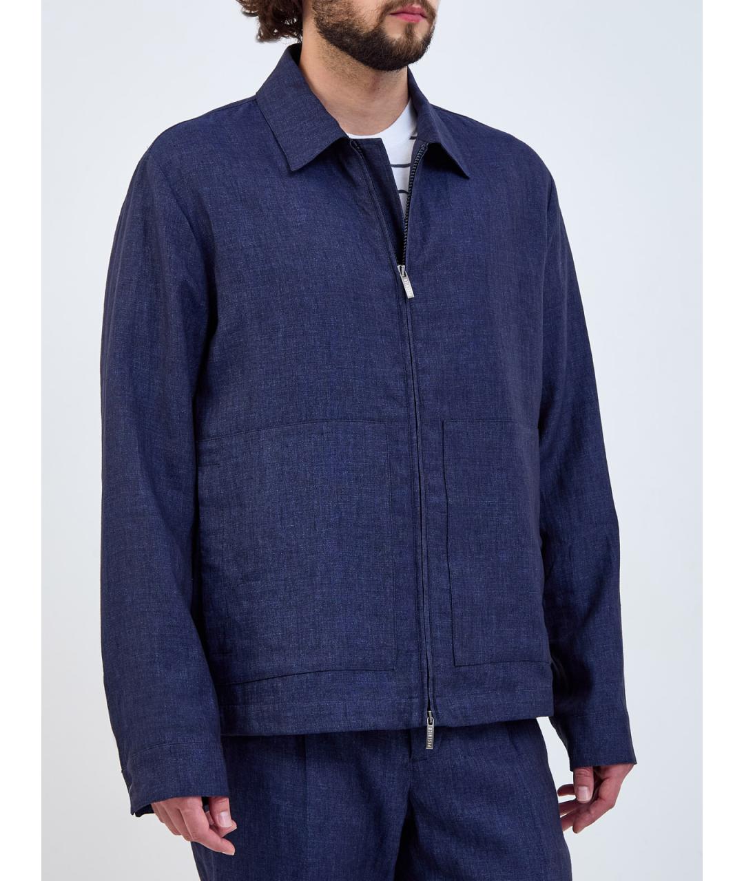 PESERICO Синяя льняная куртка, фото 3