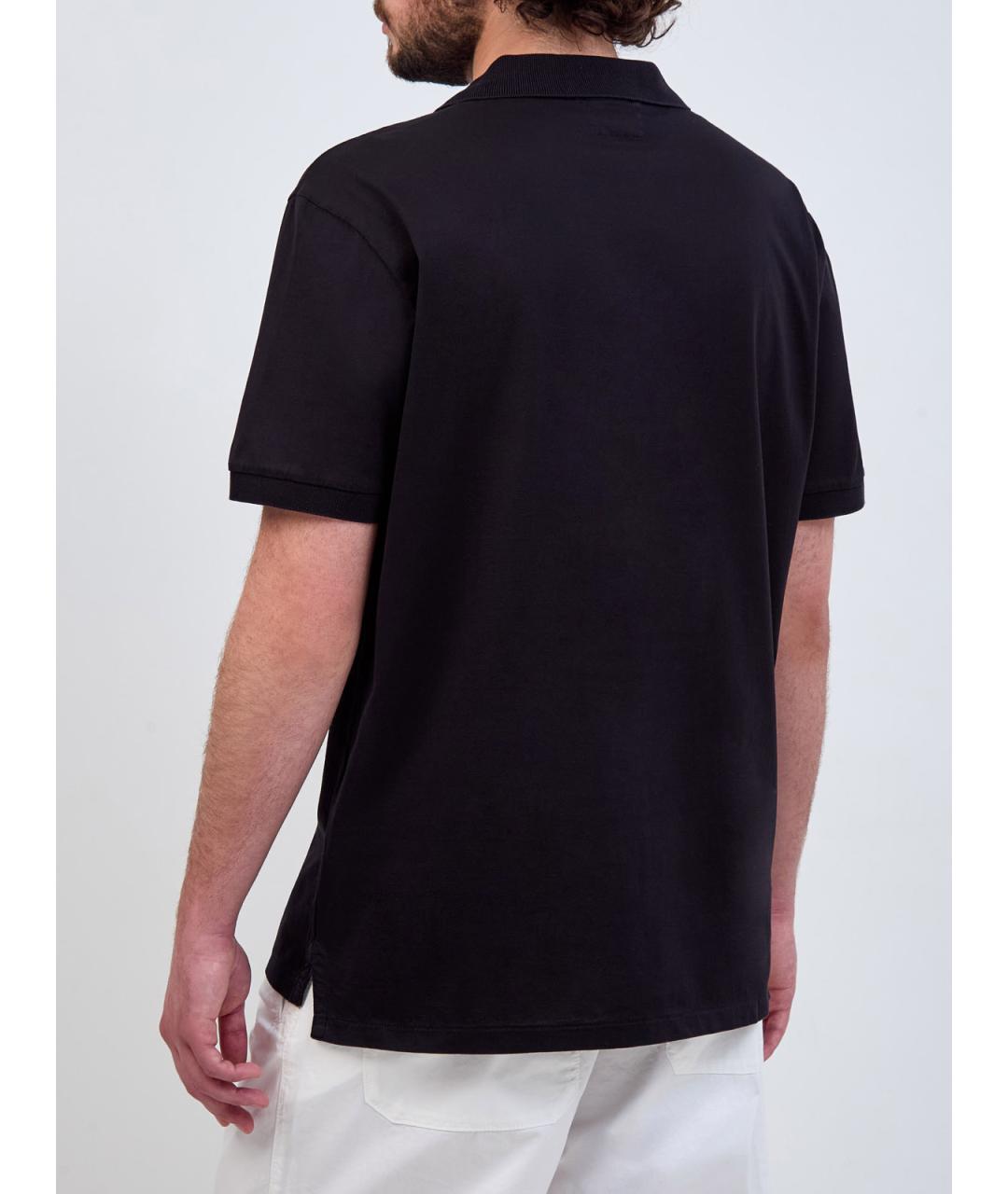 CP COMPANY Черное хлопковое поло с коротким рукавом, фото 4
