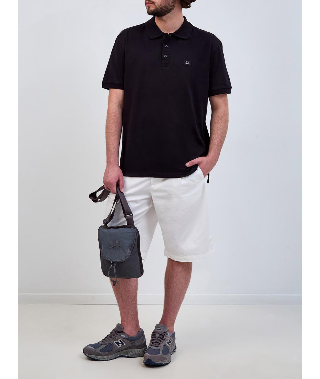 CP COMPANY Черное хлопковое поло с коротким рукавом, фото 2