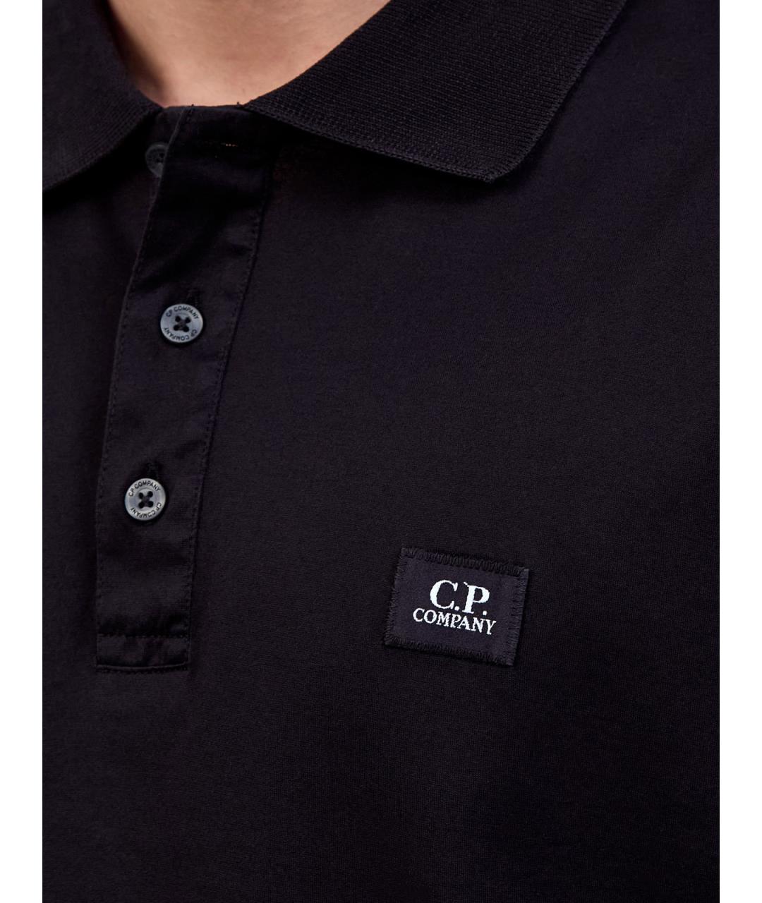 CP COMPANY Черное хлопковое поло с коротким рукавом, фото 5