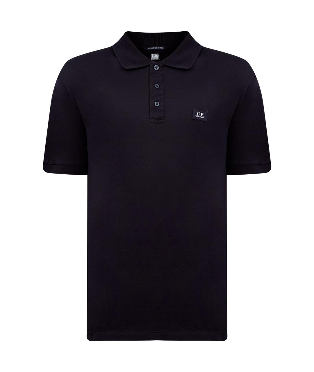 CP COMPANY Черное хлопковое поло с коротким рукавом, фото 1
