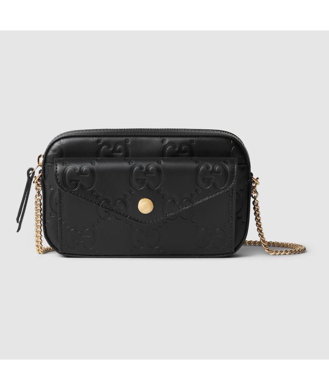 GUCCI Черная кожаная сумка через плечо, фото 6