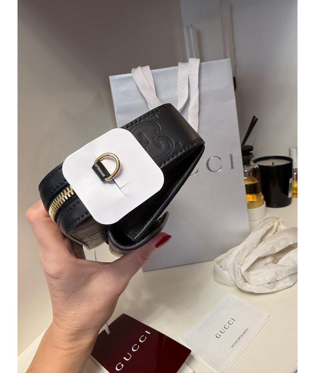 GUCCI Черная кожаная сумка через плечо, фото 4