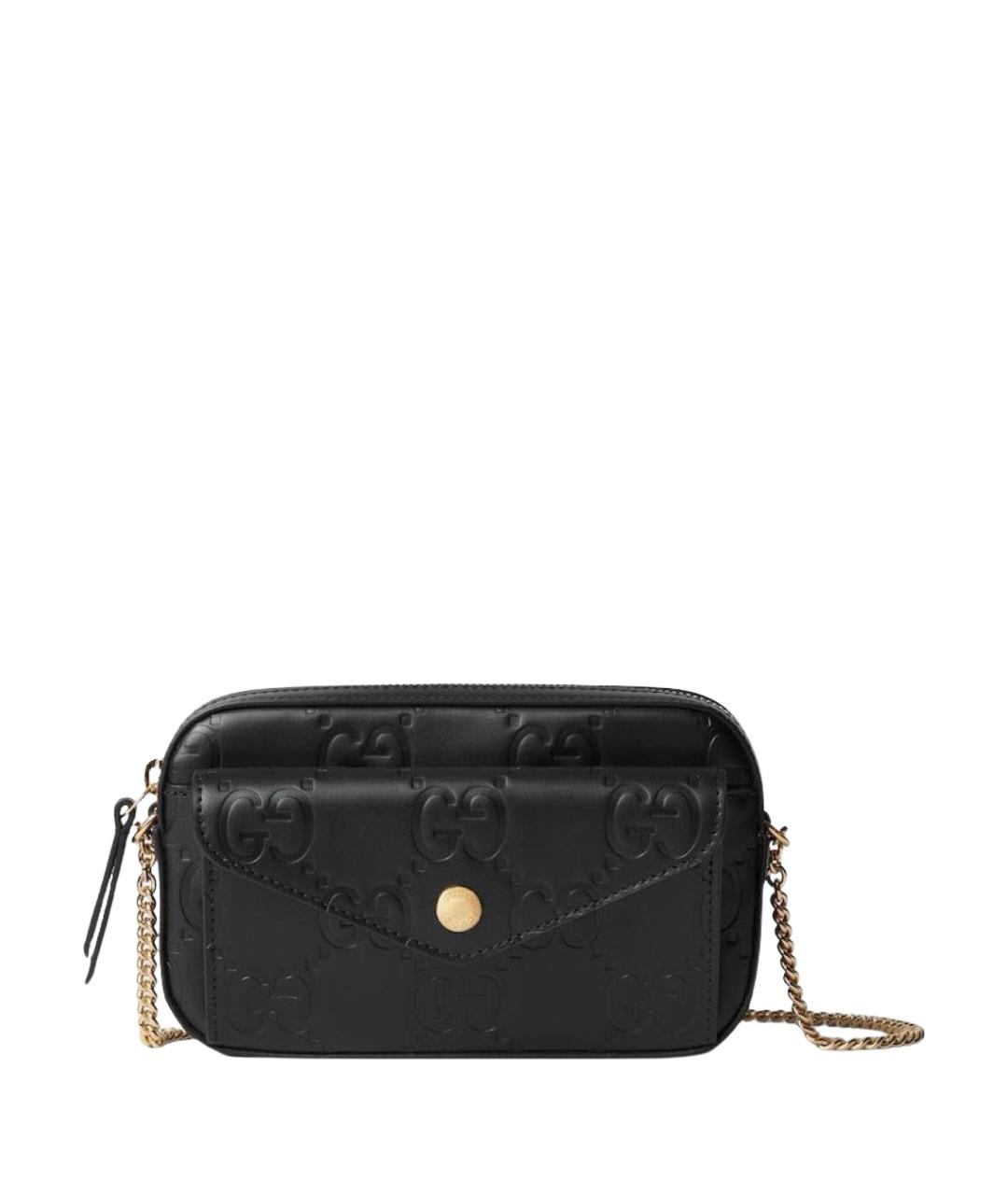 GUCCI Черная кожаная сумка через плечо, фото 1