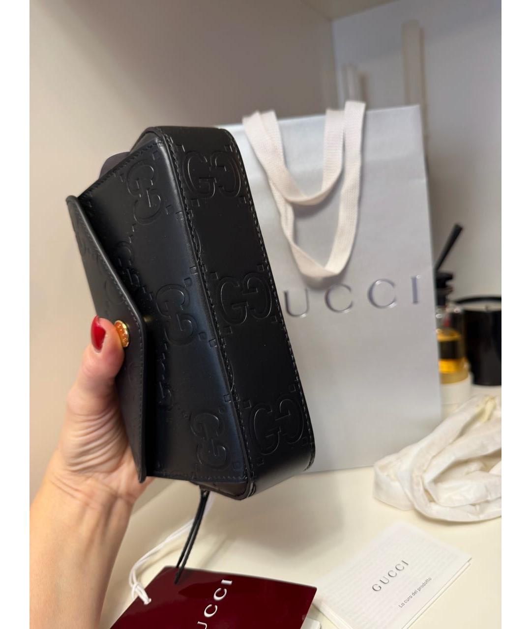 GUCCI Черная кожаная сумка через плечо, фото 3