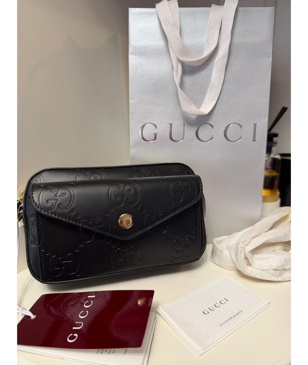 GUCCI Черная кожаная сумка через плечо, фото 2