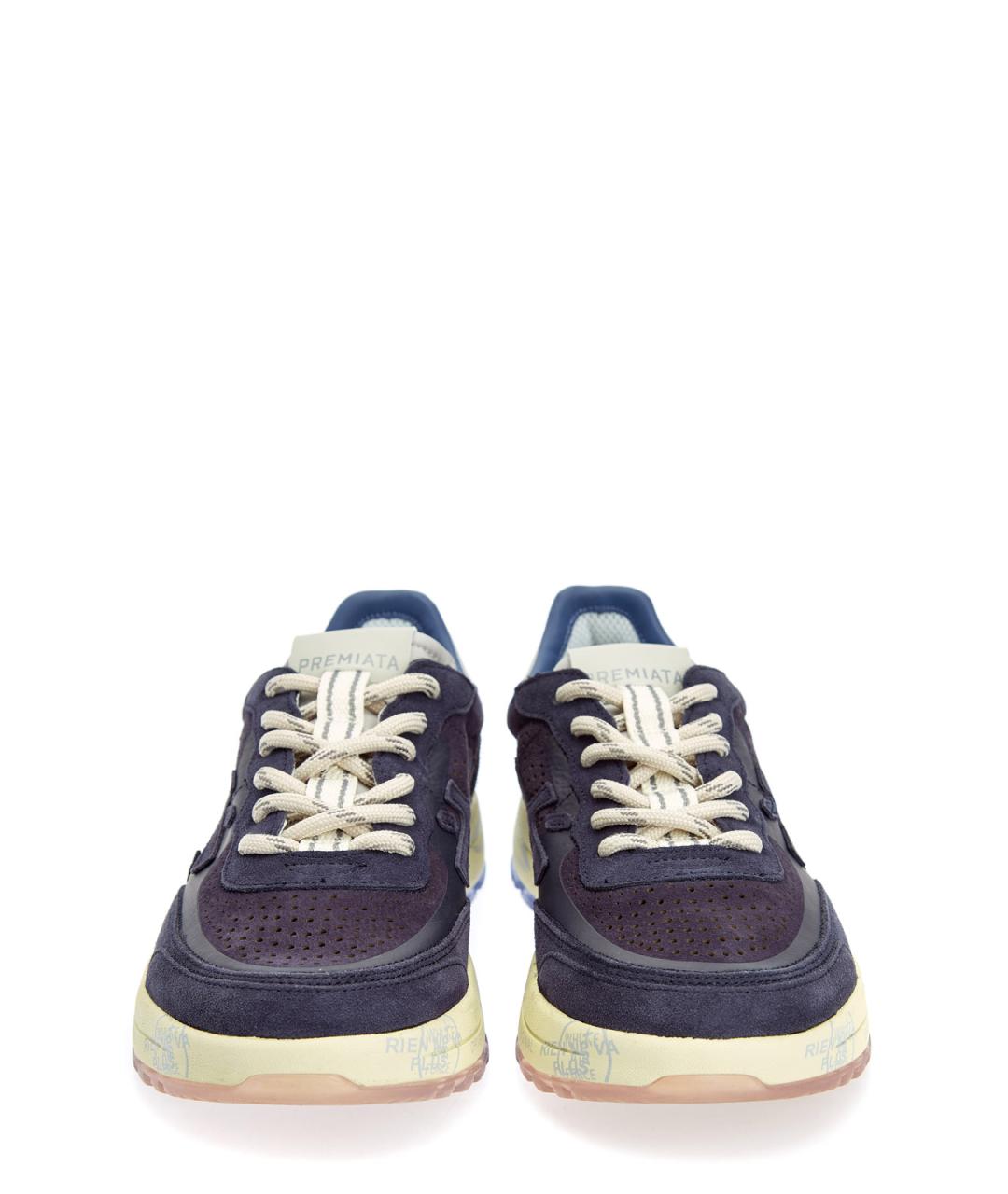 PREMIATA Темно-синие замшевые низкие кроссовки / кеды, фото 5