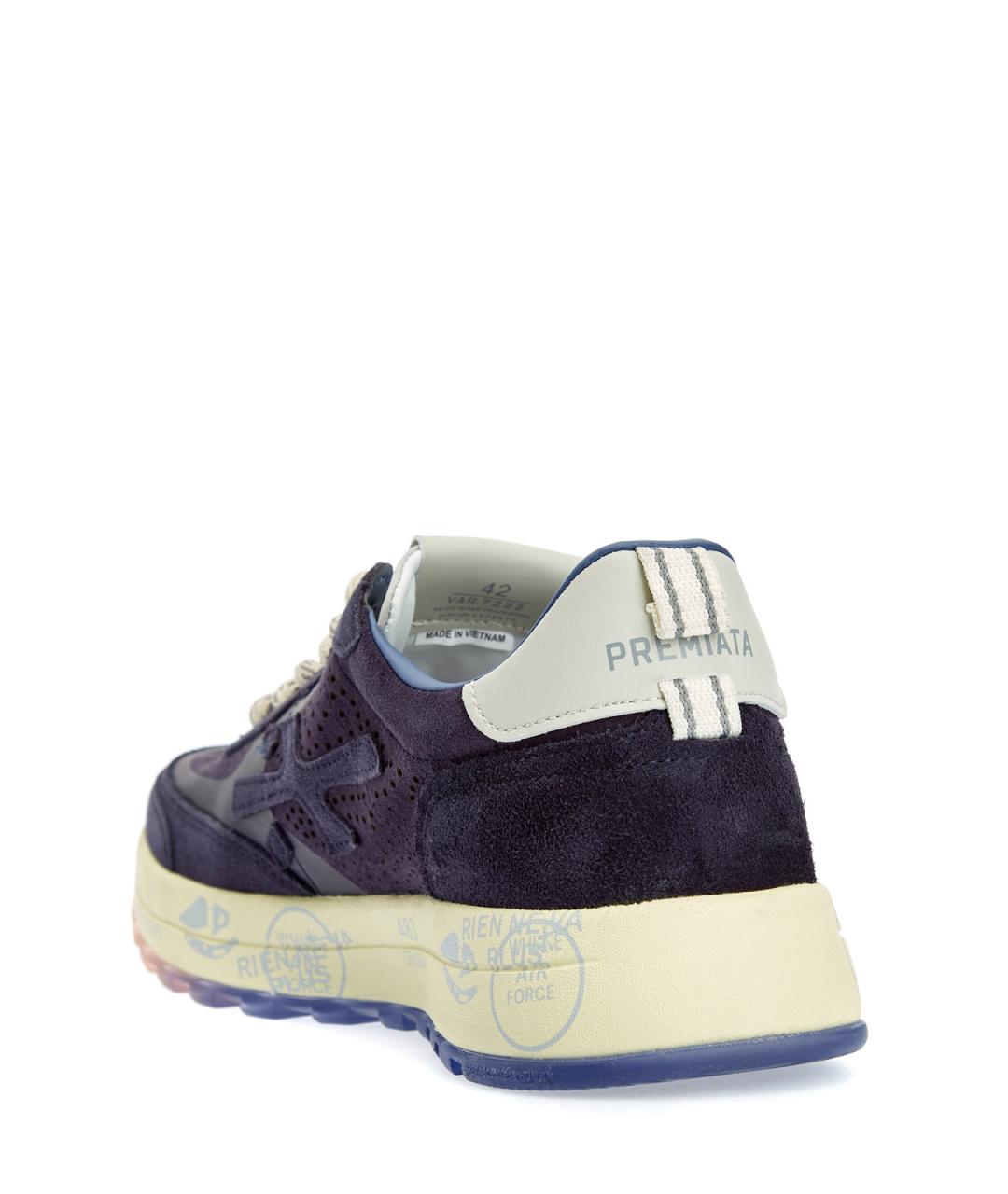 PREMIATA Темно-синие замшевые низкие кроссовки / кеды, фото 4