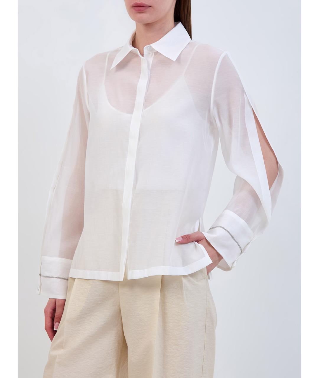 PESERICO Белая хлопковая блузы, фото 3