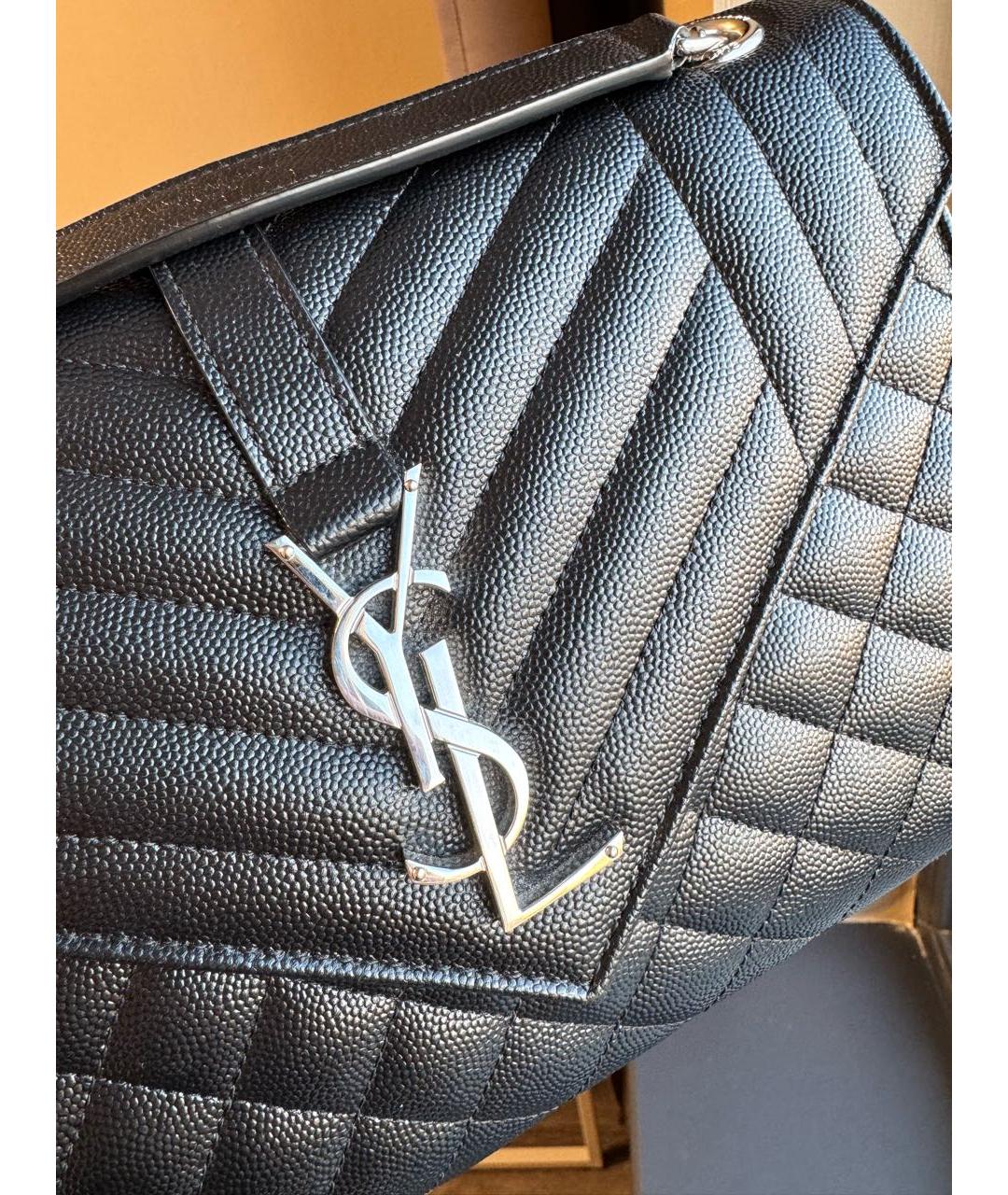 SAINT LAURENT Черная кожаная сумка через плечо, фото 7