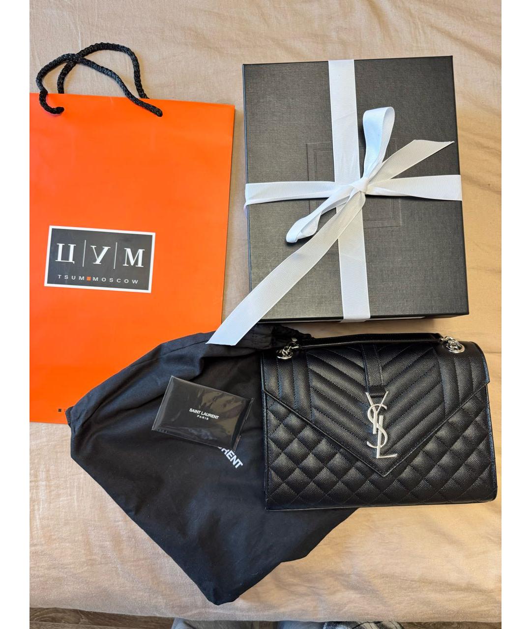 SAINT LAURENT Черная кожаная сумка через плечо, фото 8