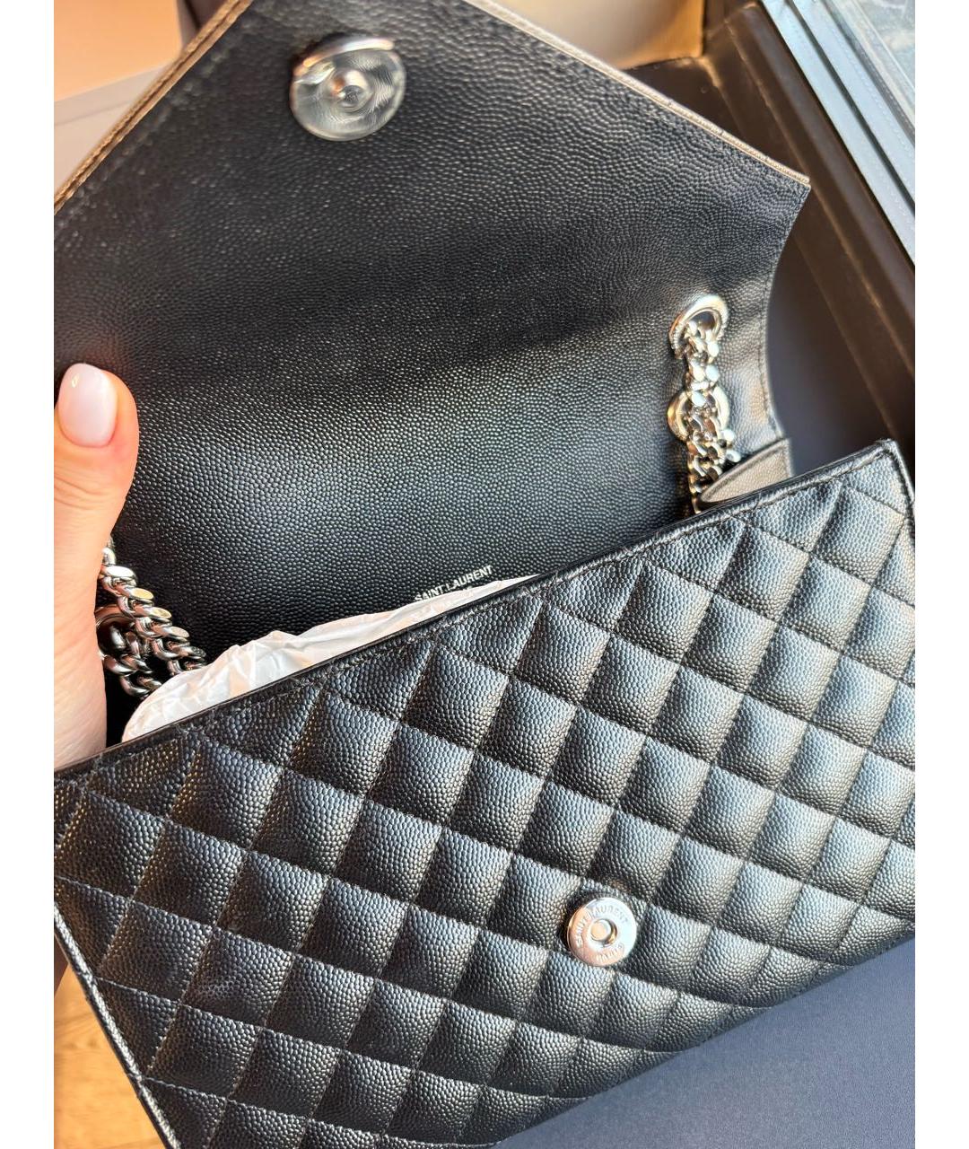 SAINT LAURENT Черная кожаная сумка через плечо, фото 5