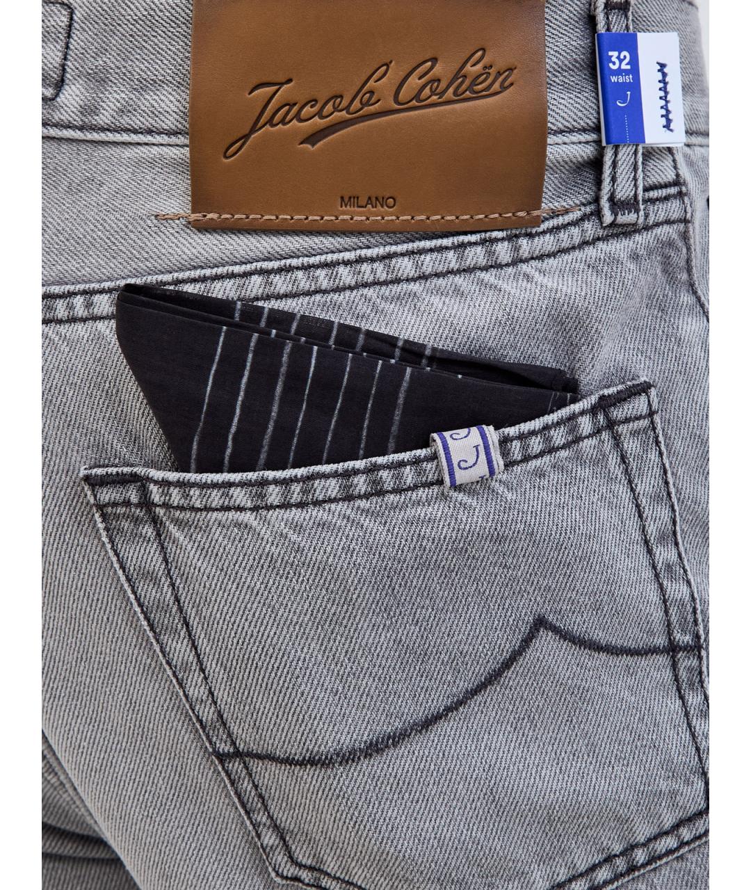 JACOB COHEN Серые хлопковые прямые джинсы, фото 5