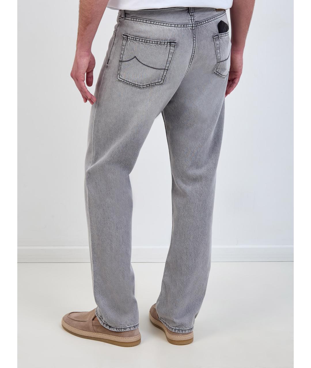 JACOB COHEN Серые хлопковые прямые джинсы, фото 4