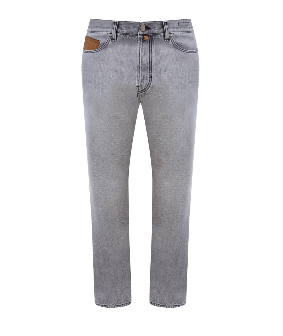 JACOB COHEN Серые хлопковые прямые джинсы, фото 1