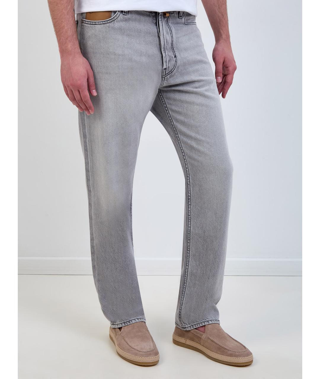 JACOB COHEN Серые хлопковые прямые джинсы, фото 3
