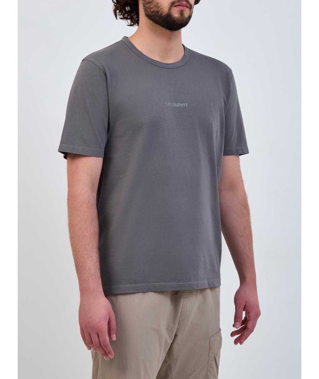 CP COMPANY Серая хлопковая футболка, фото 3