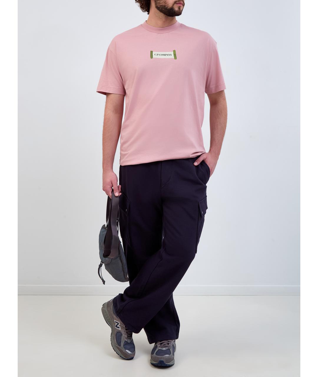 CP COMPANY Розовая хлопковая футболка, фото 2