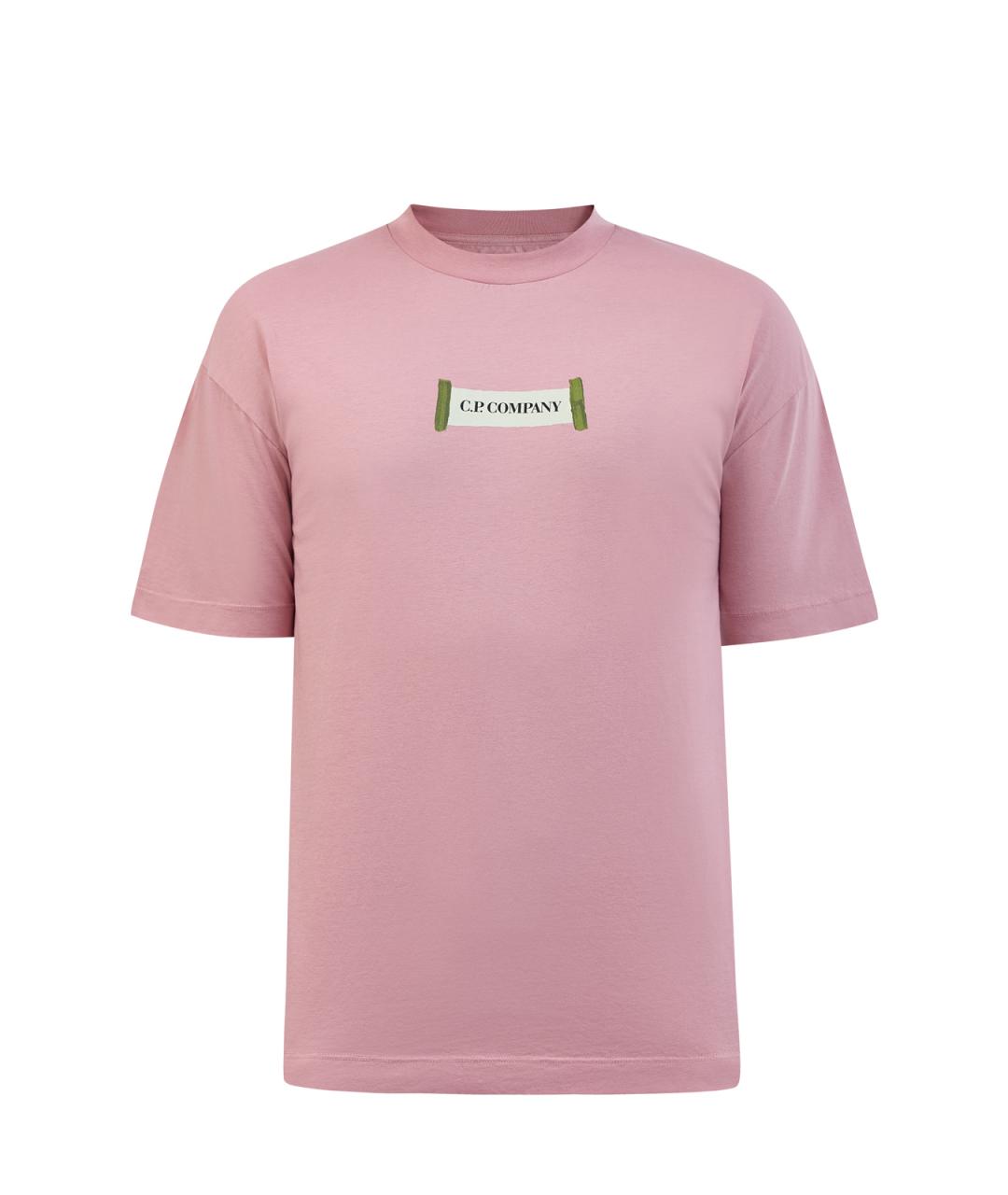 CP COMPANY Розовая хлопковая футболка, фото 1