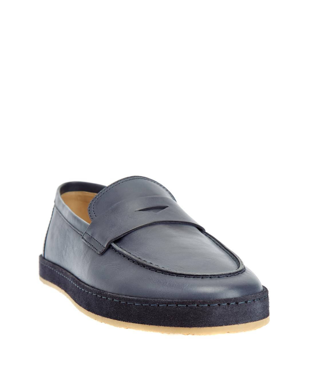 BRUNELLO CUCINELLI Синие кожаные лоферы, фото 3