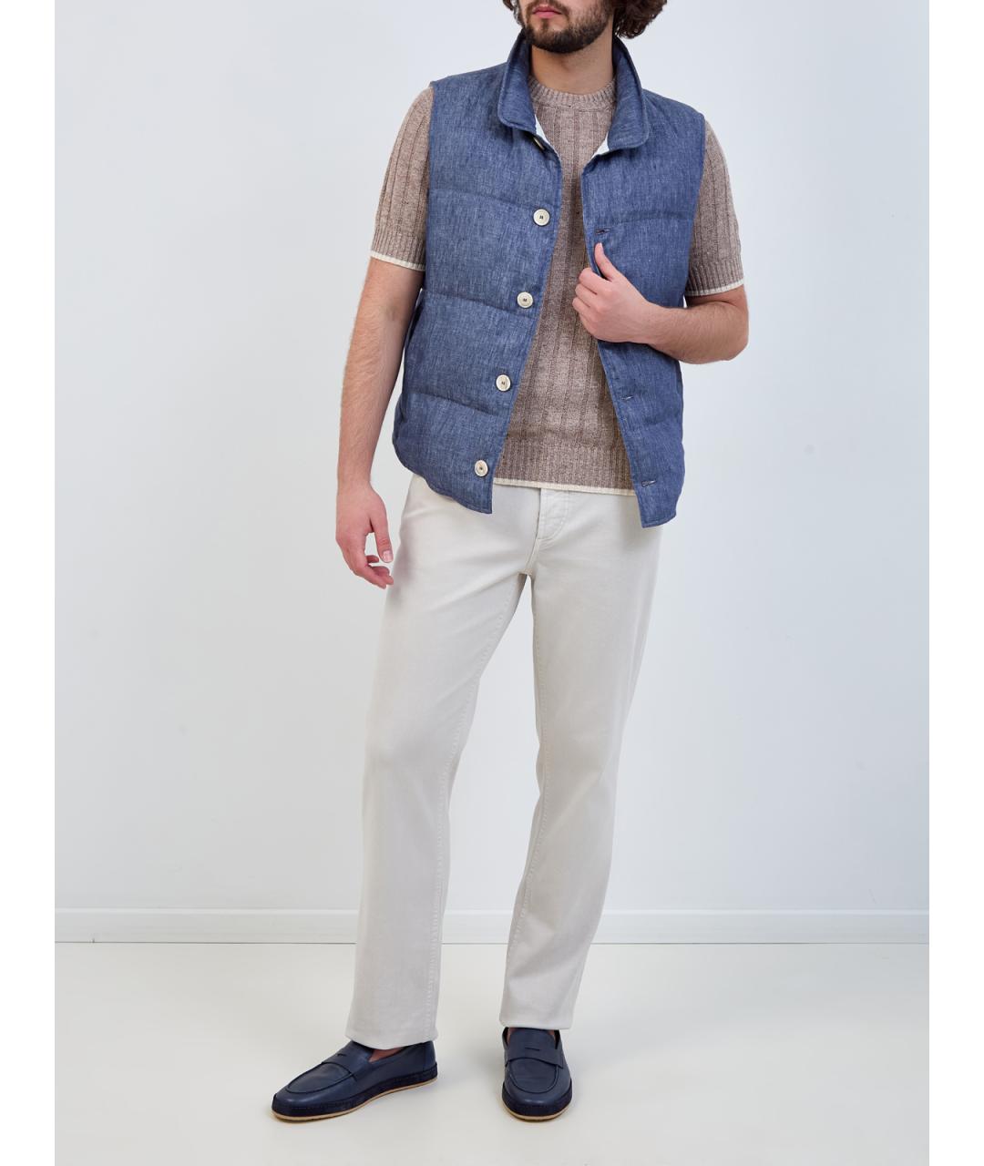 BRUNELLO CUCINELLI Синие кожаные лоферы, фото 7