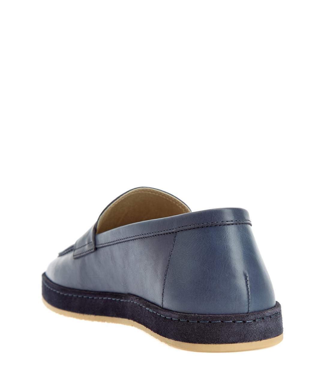 BRUNELLO CUCINELLI Синие кожаные лоферы, фото 4