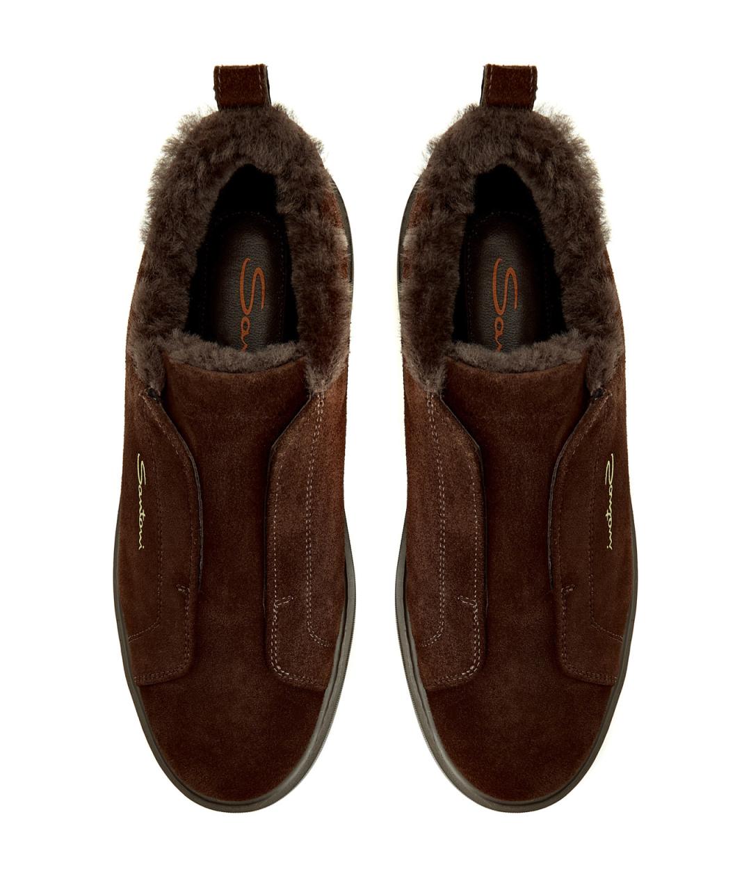 SANTONI Коричневые замшевые слипоны, фото 6