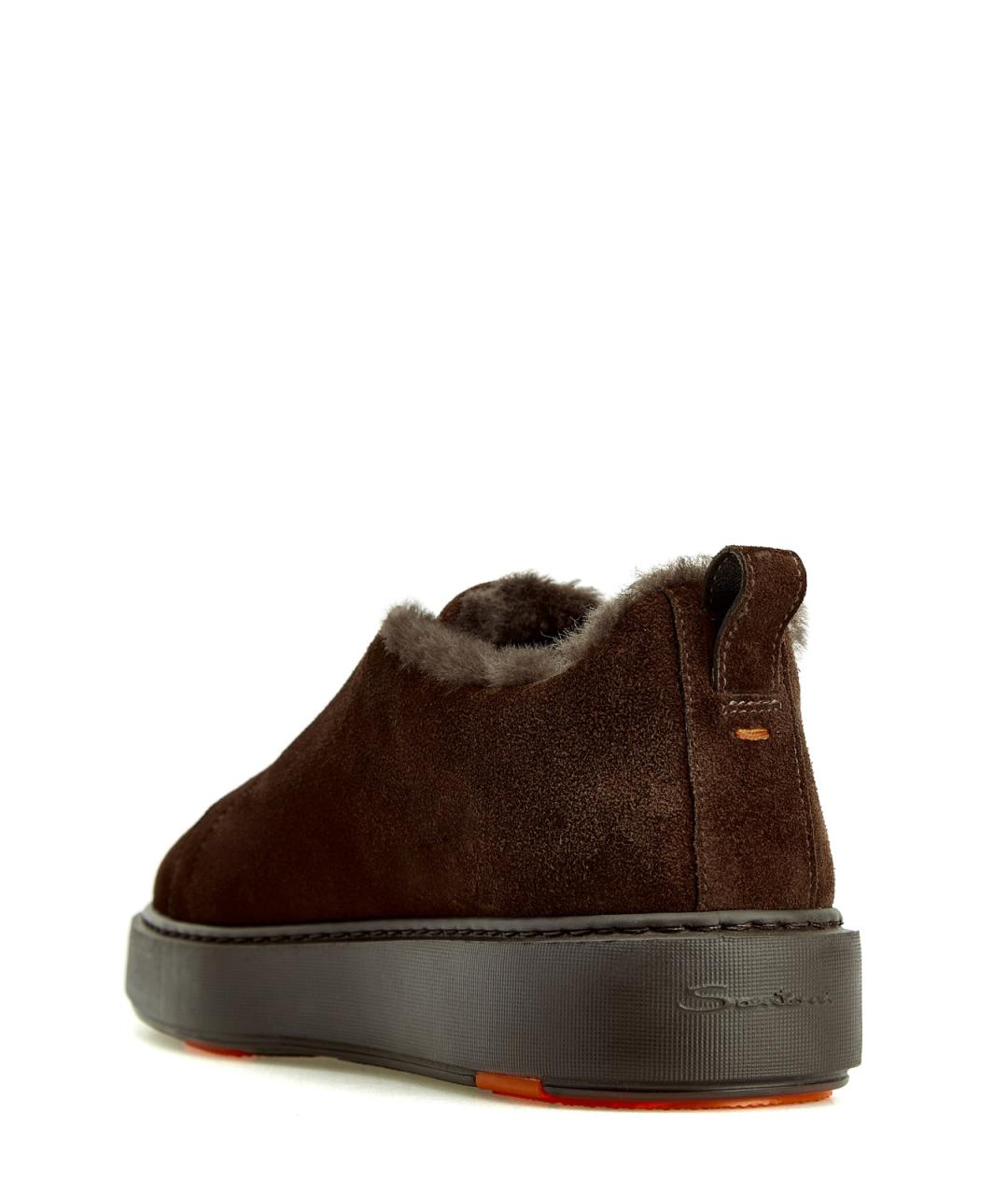 SANTONI Коричневые замшевые слипоны, фото 4