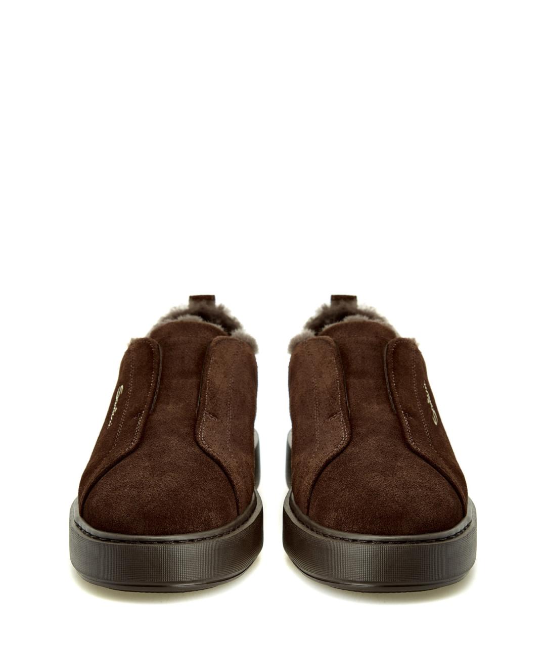 SANTONI Коричневые замшевые слипоны, фото 5