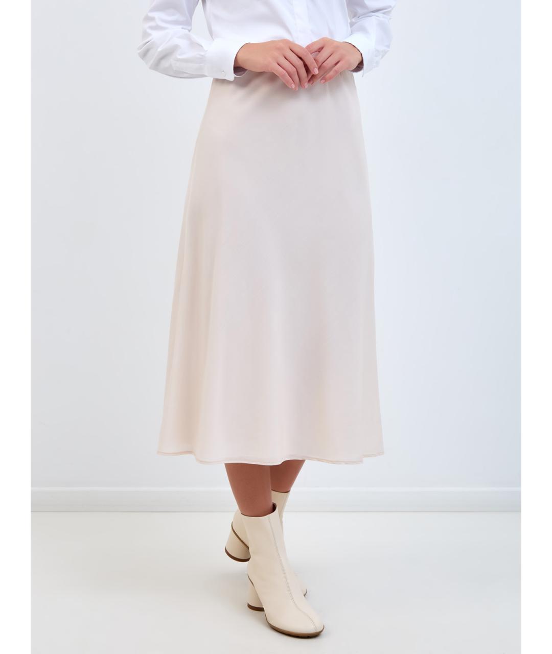 LORENA ANTONIAZZI Бежевая шерстяная юбка миди, фото 3