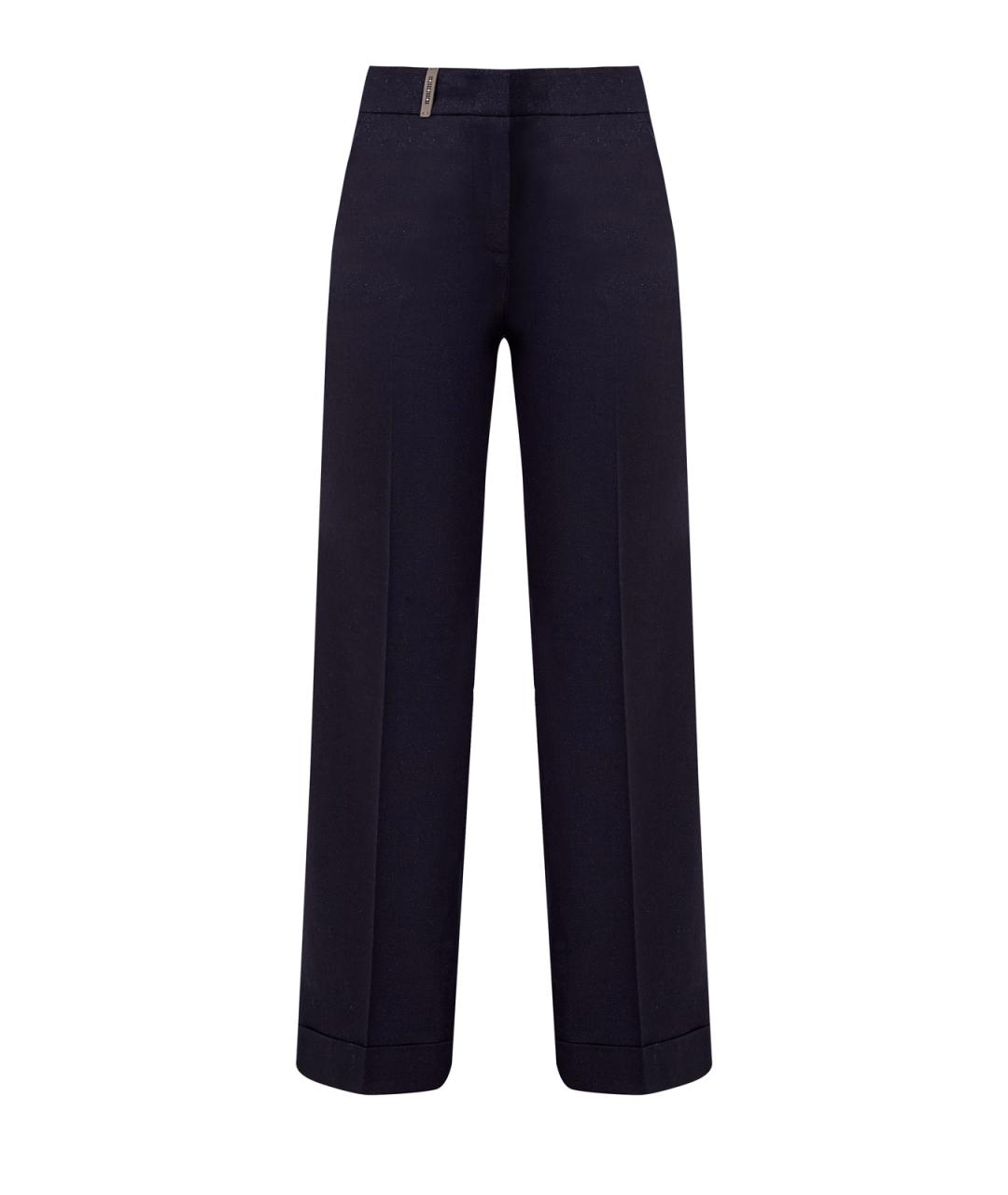 PESERICO Синие шерстяные прямые брюки, фото 1