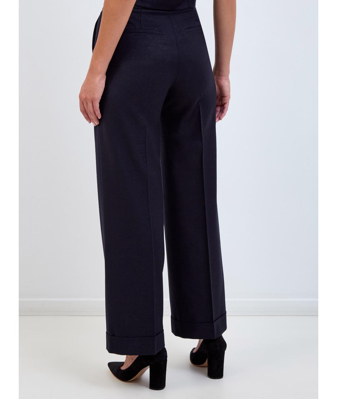 PESERICO Синие шерстяные прямые брюки, фото 4
