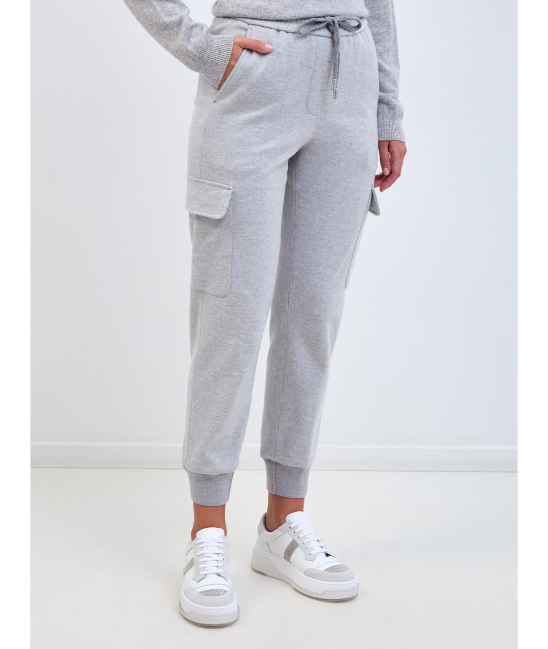 PESERICO Серые хлопковые спортивные брюки и шорты, фото 3