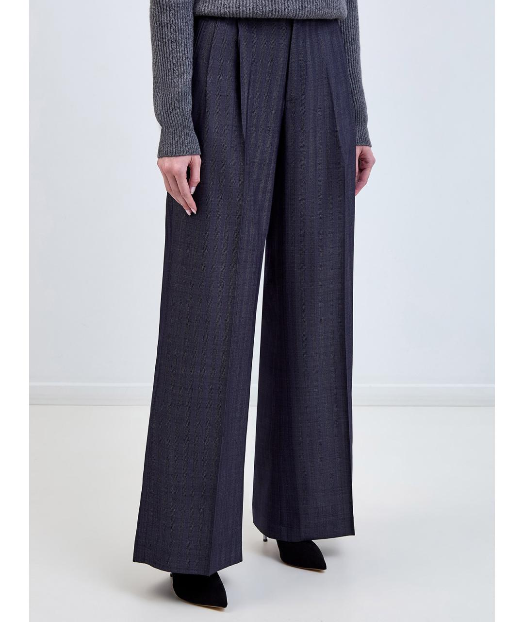 ETRO Синие шерстяные прямые брюки, фото 3