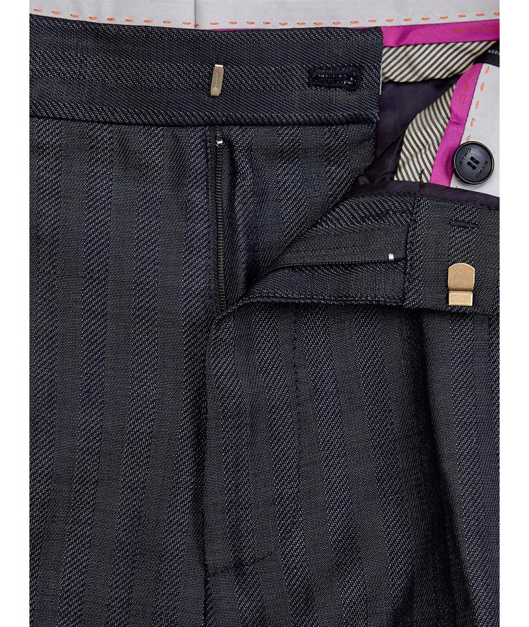 ETRO Синие шерстяные прямые брюки, фото 6