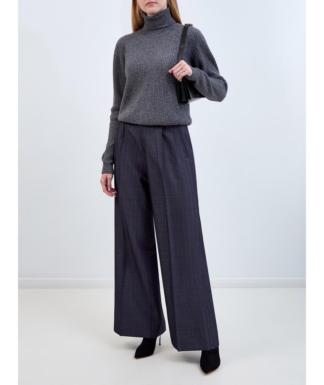 ETRO Синие шерстяные прямые брюки, фото 2