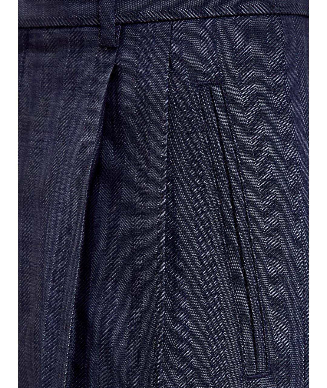 ETRO Синие шерстяные прямые брюки, фото 5