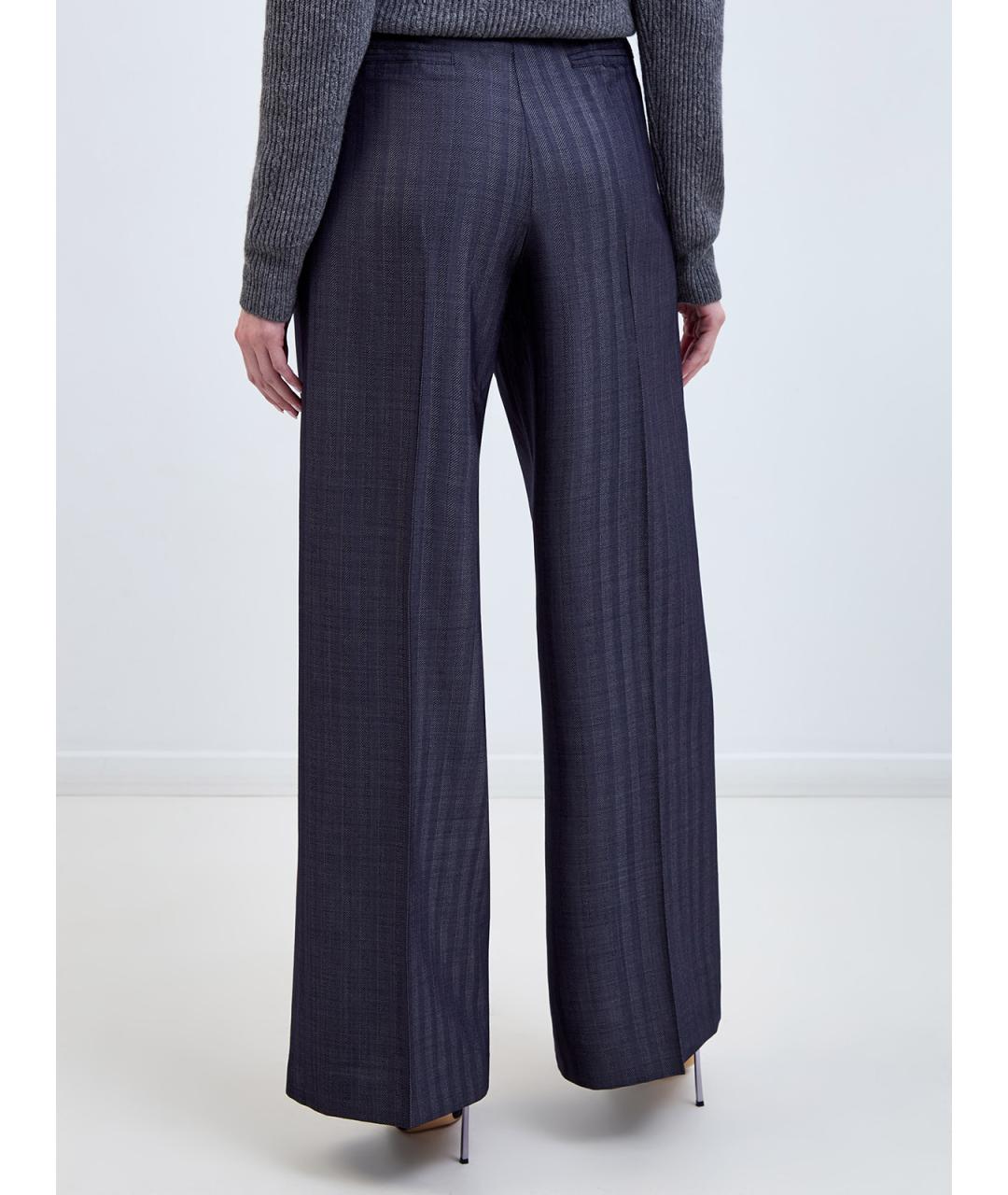 ETRO Синие шерстяные прямые брюки, фото 4