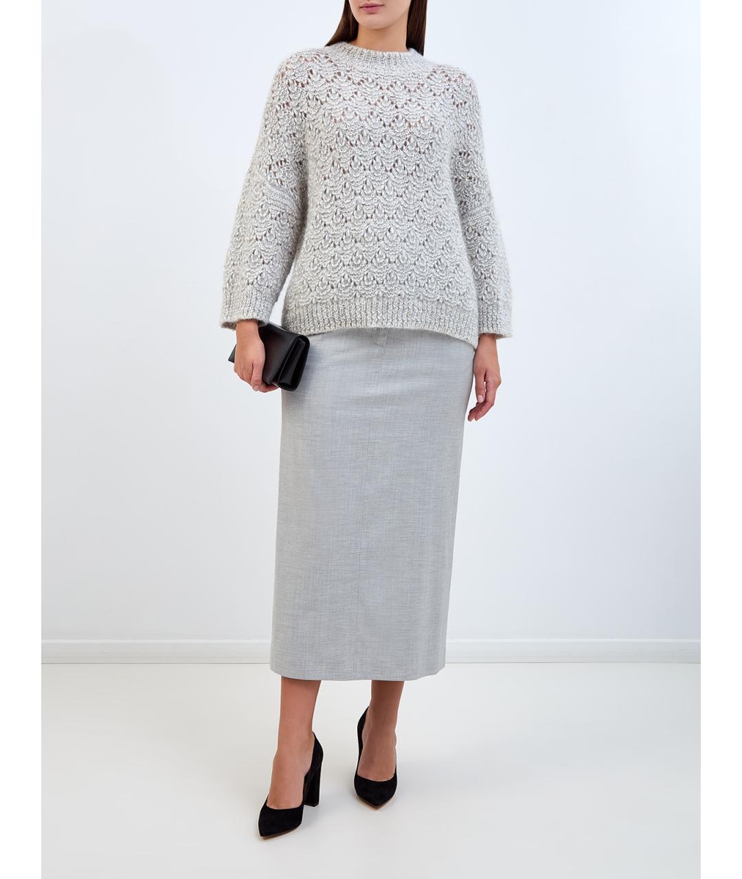 PESERICO Серая шерстяная юбка миди, фото 2