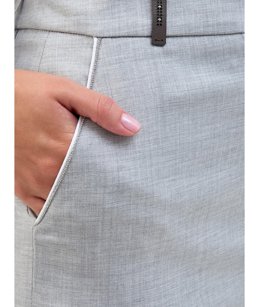 PESERICO Серая шерстяная юбка миди, фото 5